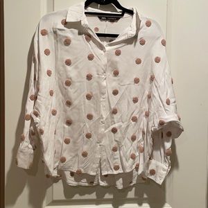 Zara 3/4 sleeve button up with dot design